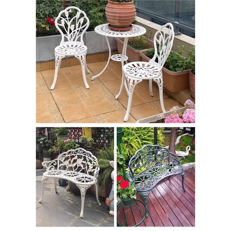 Balcony table and chairs European cast aluminum tea table and chair combination outdoor courtyard open-air garden villa one tabl