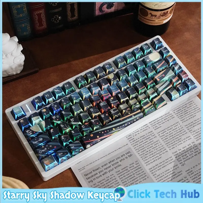 Starry Sky Shadow Keycap Double Engraved Transparent 137 Key Pbt Korean Russian Phonetic European Mechanical Keyboard Keycaps