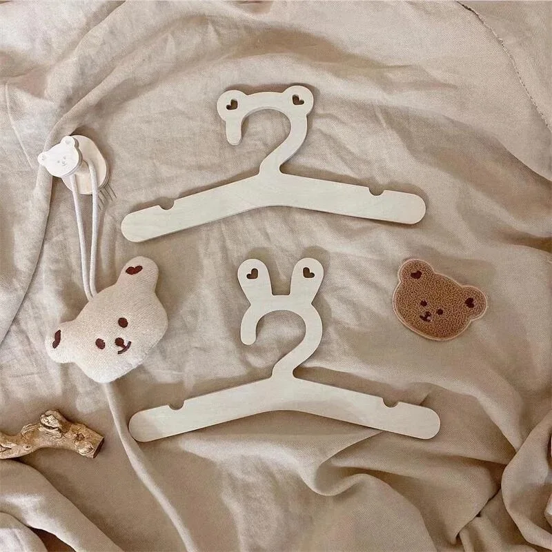 5PCS Wooden Baby Clothes Hanger Creative Room Decoration Kids Clothes Drying Storage Children Organizer Clothing Hanger