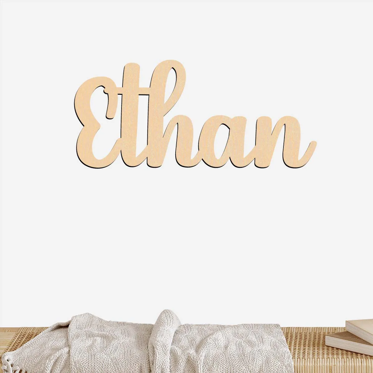 1pc Cartoon ethan example Customized Text Wooden Plaque Laser-Cut Sign Wooden Sign Wall Mounted Decorative Plaque for Bedroom