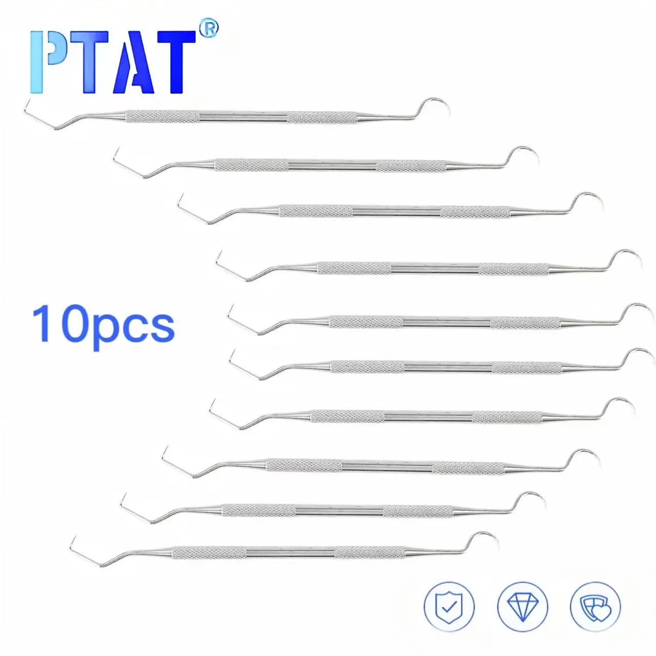 10 szt. Narzędzi dentystycznych ze stali nierdzewnej do czyszczenia zębów, sonda, haczyk, przyrząd do higieny jamy ustnej, instrumenty dentystyczne do czyszczenia zębów