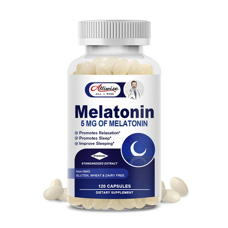 Cápsulas de melatonina Alliwise: alivia el insomnio, suplemento para bajar de peso del vientre delgado, melatonina, sueño saludable