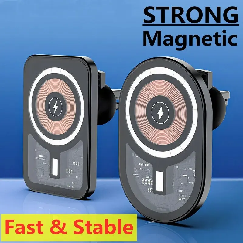 Magnetic Wireless Car Charger Air Vent Phone Holder Stand Fast Charging Station Car Mount For iPhone 15 14 13 12 Pro Max MacSafe