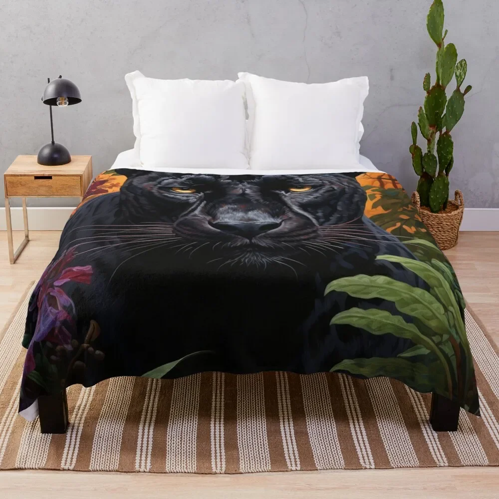 

Black Panther in Jungle Throw Blanket Soft Warm Blanket Gift for Grandparents