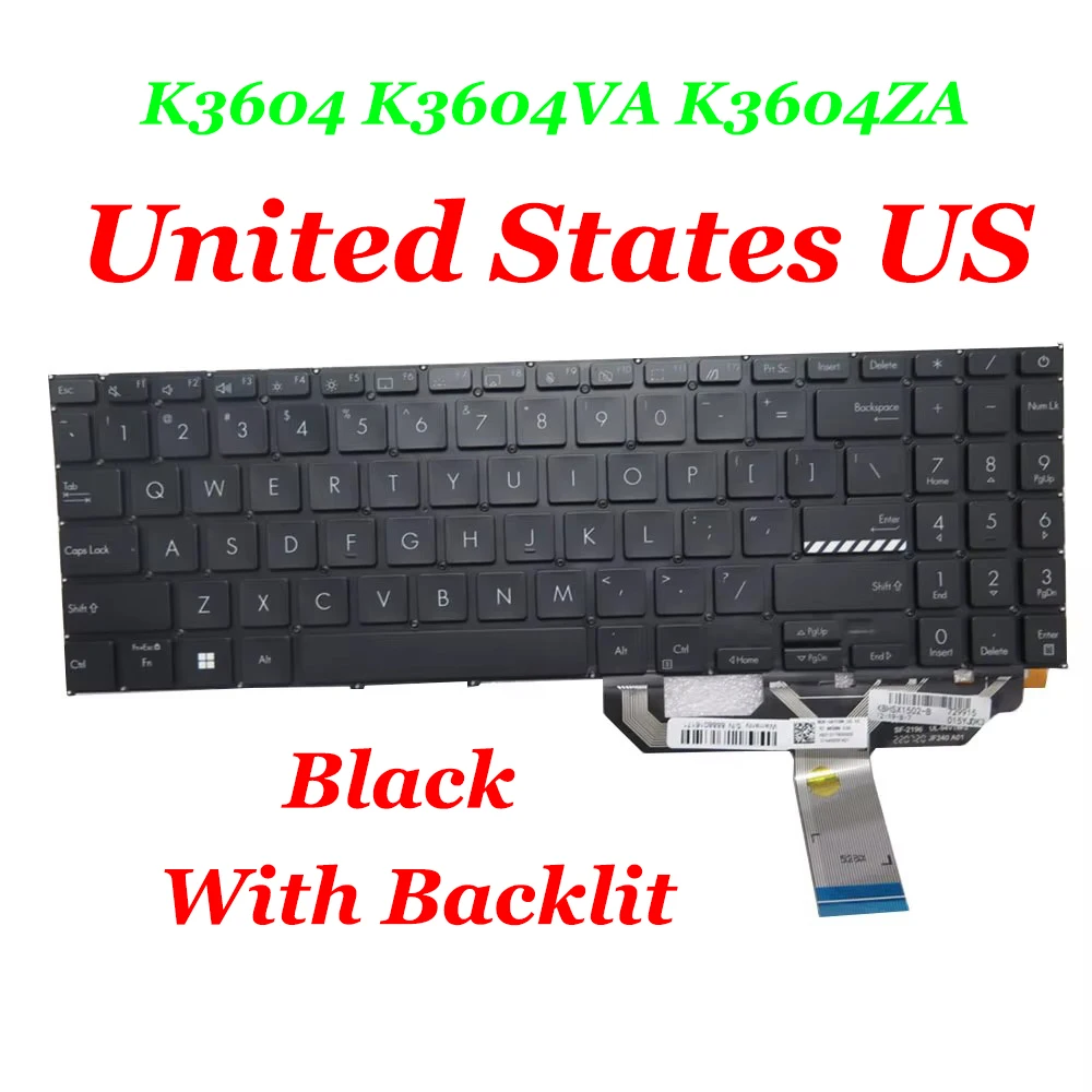 

Клавиатура ноутбука для ASUS Vivobook 16X OLED K3604 K3604VA K3604ZA без рамки с подсветкой русская RU/США США