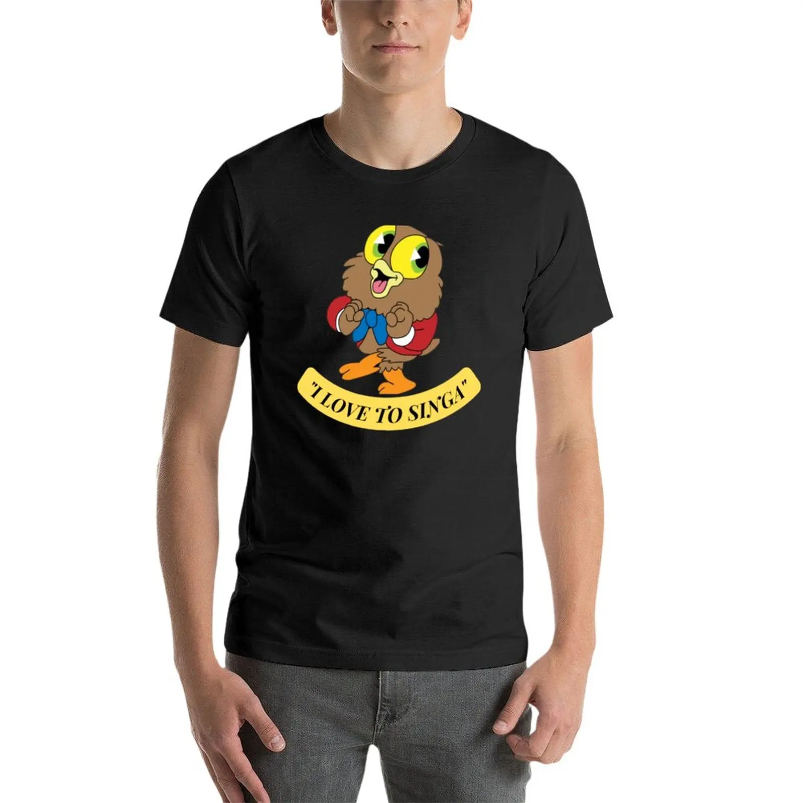 Camiseta de búho Jolson para hombre, ropa estética de peso pesado, estampado de gato, I Love to Singa, nueva