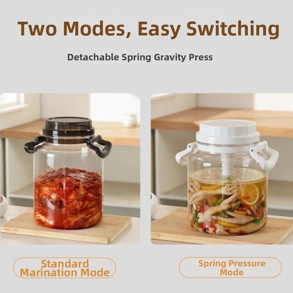 Large Capacity Pickle Jars With Lids With Handle Food Grade Airtight Storage Pitcher Leak-Proof Sealed Fermentation Jar