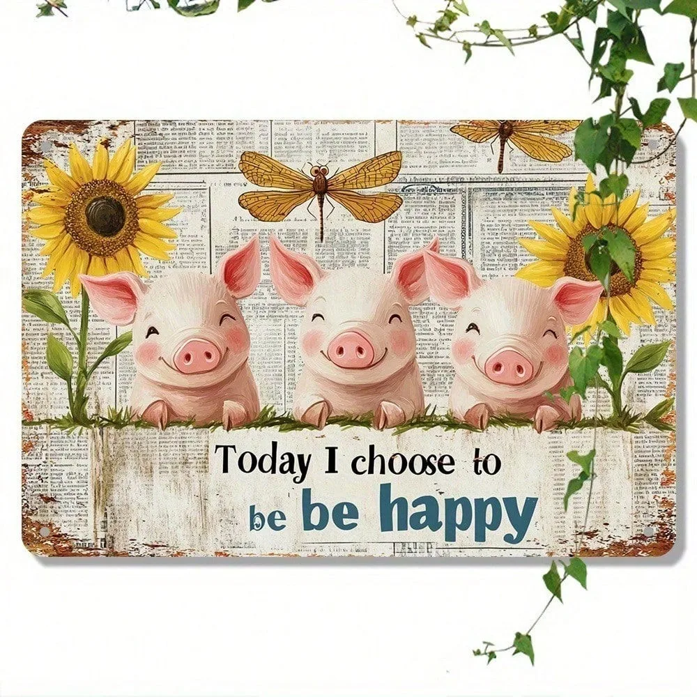 

Vintage Metal Wall Sign "Today I Choose To Be Happy" 8x12 Inch Art Deco Decor, Farmhouse Kitchen & Ramadan 2026, Valentines Home