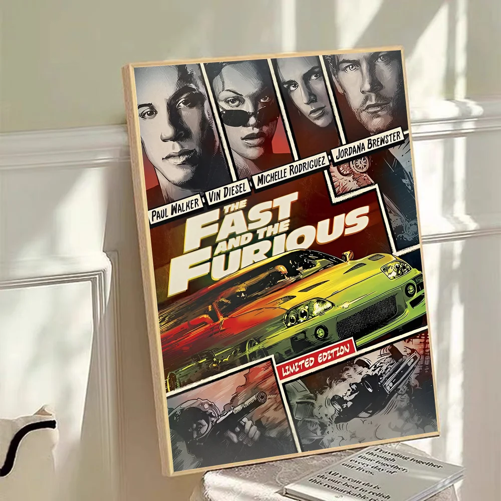 Fast and Furious Classic Vintage Vintage Posters Sticky Retro Kraft Paper Sticker DIY Room Bar Cafe Kawaii Room Decor