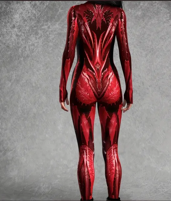 Halloween-Karneval-Party-Shows Cosplay-Bodysuit-Kostüm Dehnbarer Damen-Zentai-Outfit Farbig Diamantbedruckter Tech-Jumpsuit 2026 – Detail 30