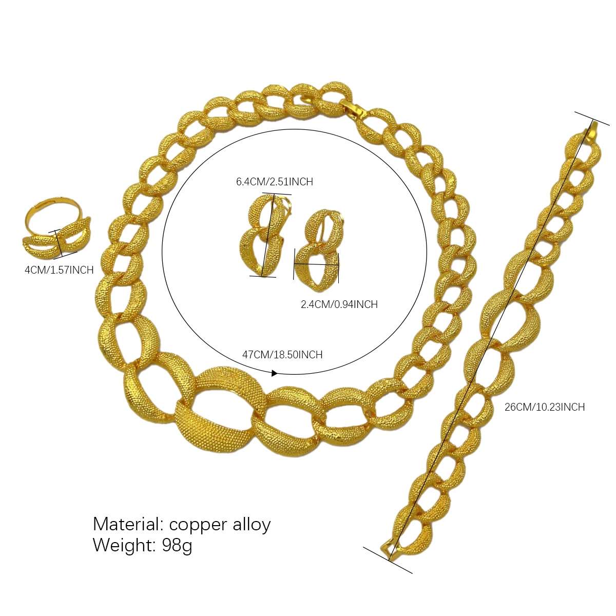 فرنسا دبي 24k الذهب اللون طقم مجوهرات للنساء الفاخرة الزفاف الزفاف قلادة وأقراط مجموعة الأفريقية المختنق هدايا الحفلات