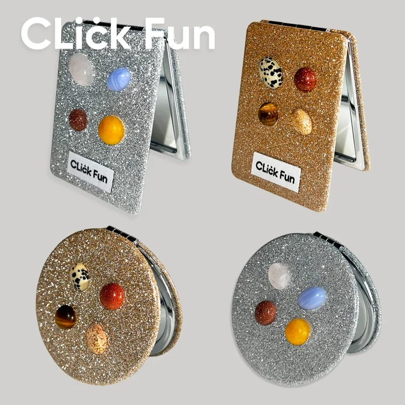 Candy Bean Mini Makeup Mirror Portable Three Dimensional Flip Folding Magnifying Portable Mirror Mini Pocket Mirror