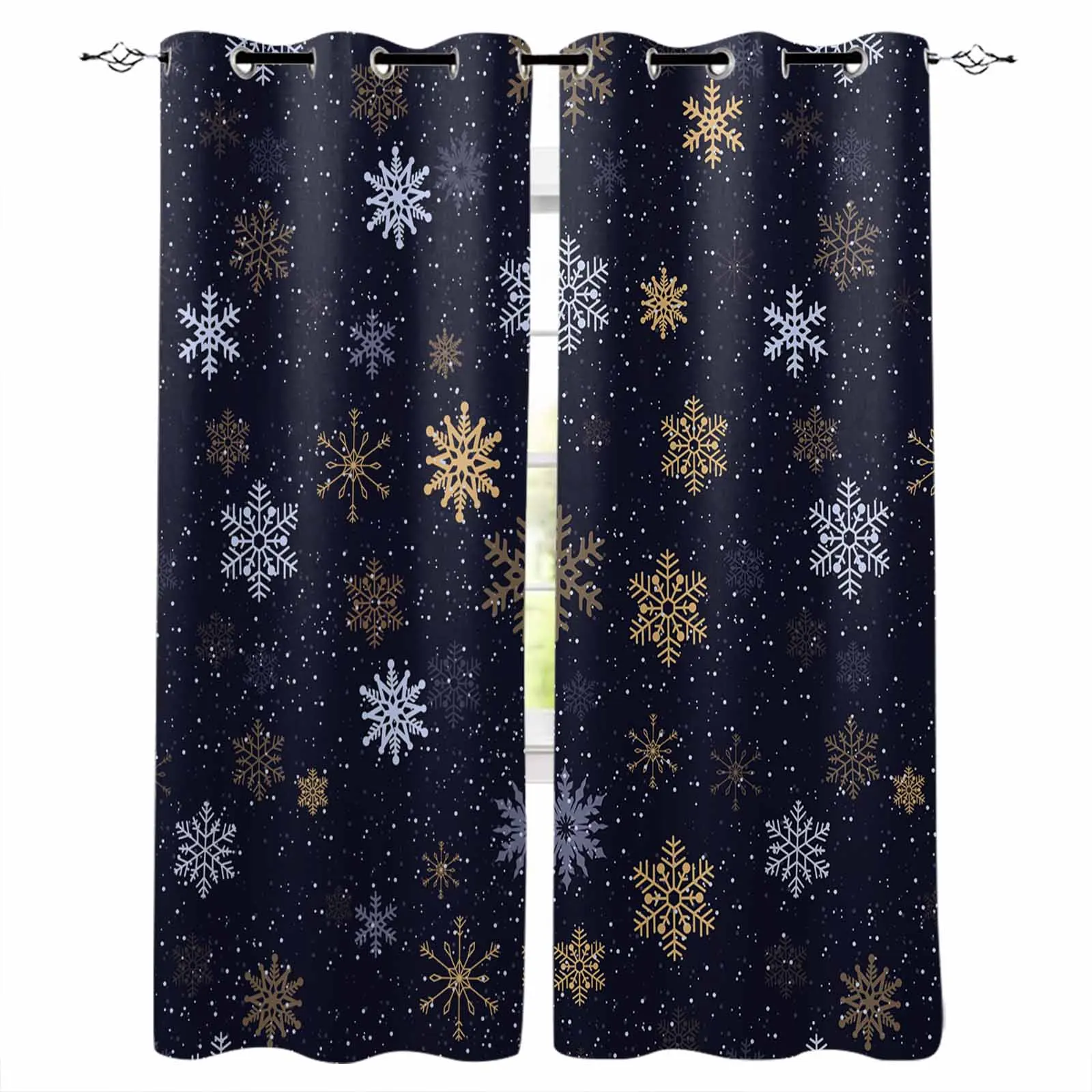 Snowflake Christmas Wave Point Curtains Large Window Window Curtains Curtain Lights Bathroom Bedroom Kitchen Decor