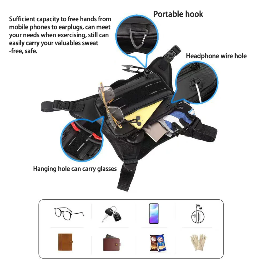 Wasserdichte Sport-Brusttasche Leichte Front-Brusttasche Laufweste mit integriertem Handyhalter für Laufen und Radfahren – Detail 8