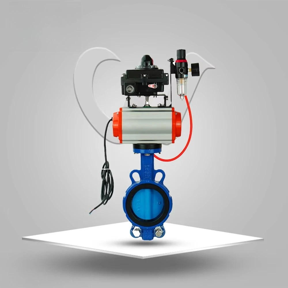 2024 الحديد القناة الحديد الزهر EPDM مقعد فراشة صمام PTFE مقعد عملية هوائية صمام فراشة رقاقة