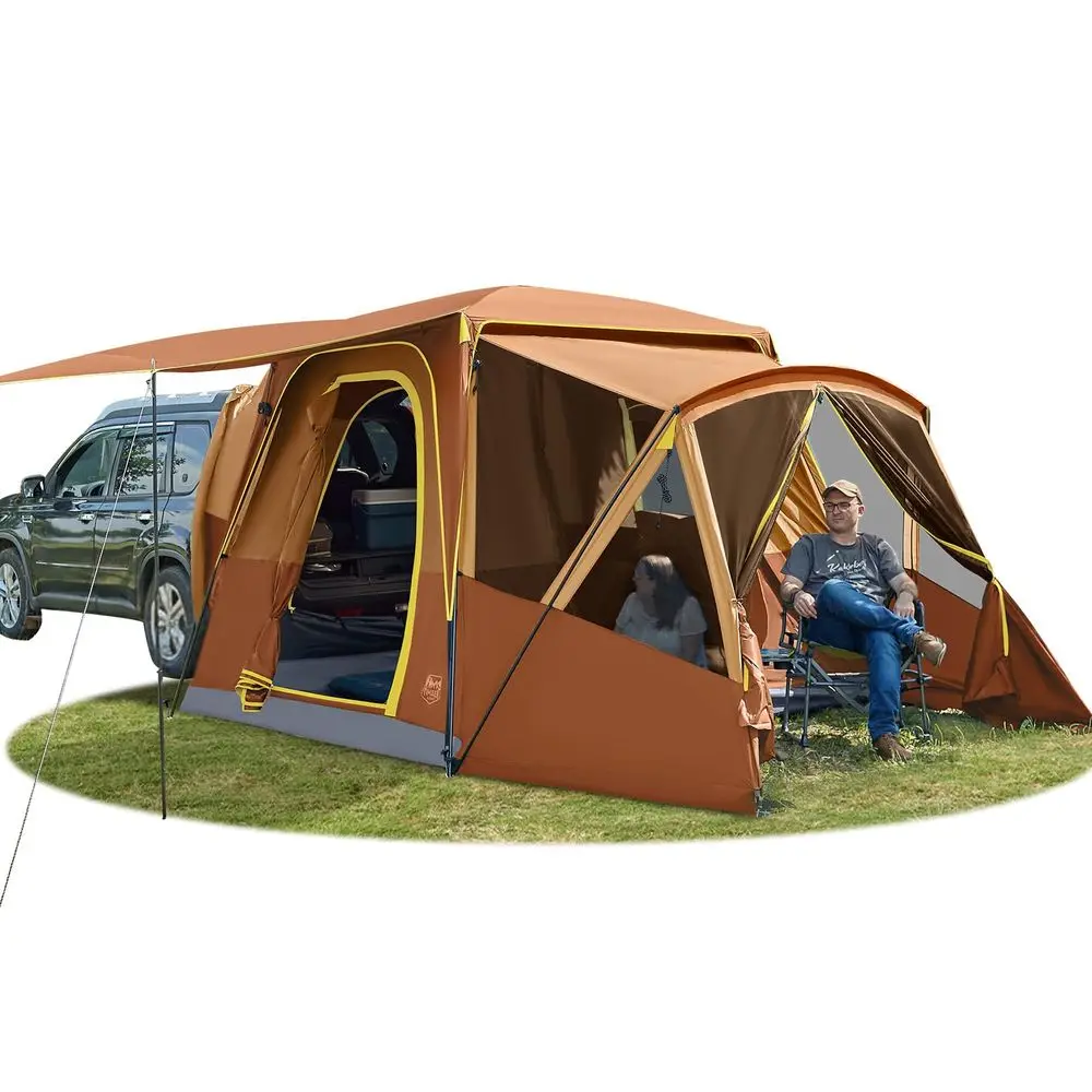 

59 Person SUV Tent with Screen Porch and Awning for Family Camping, Weather Resistant and Portable Van or Car Tent, Includes Ra