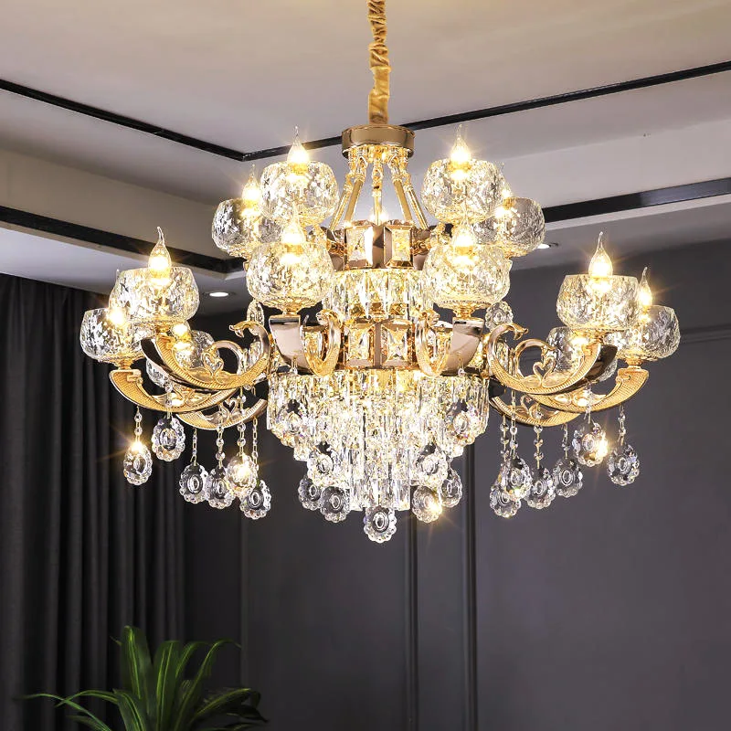 Hot Selling Light Luxury Crystal Chandelier Fashion Atmosphere Dining Room Light New Bedroom Light Villa Palace Living Room Lamp