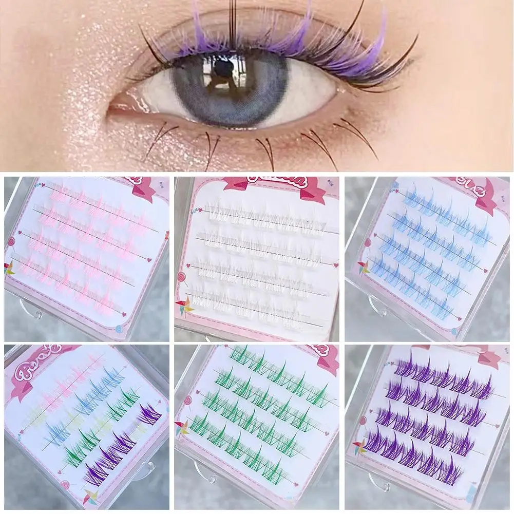 NEW Colored Eyelash Clusters Manga Lashes Colored False Eyelashes Natural Long Faux Bunche Makeup Wholesale