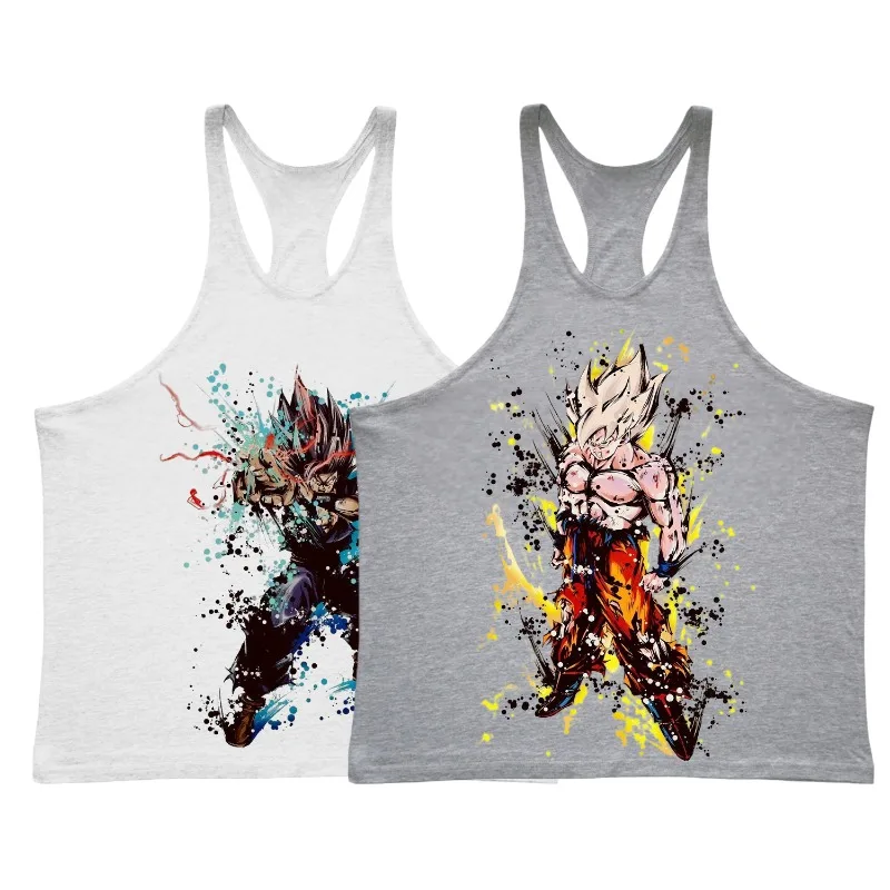 

Men's Summer Tank Tops Japanese Anime DRAGON BALL Designed Graphic Male GYM Clothing Breathable I-shaped Vest Cotton Sleeveless