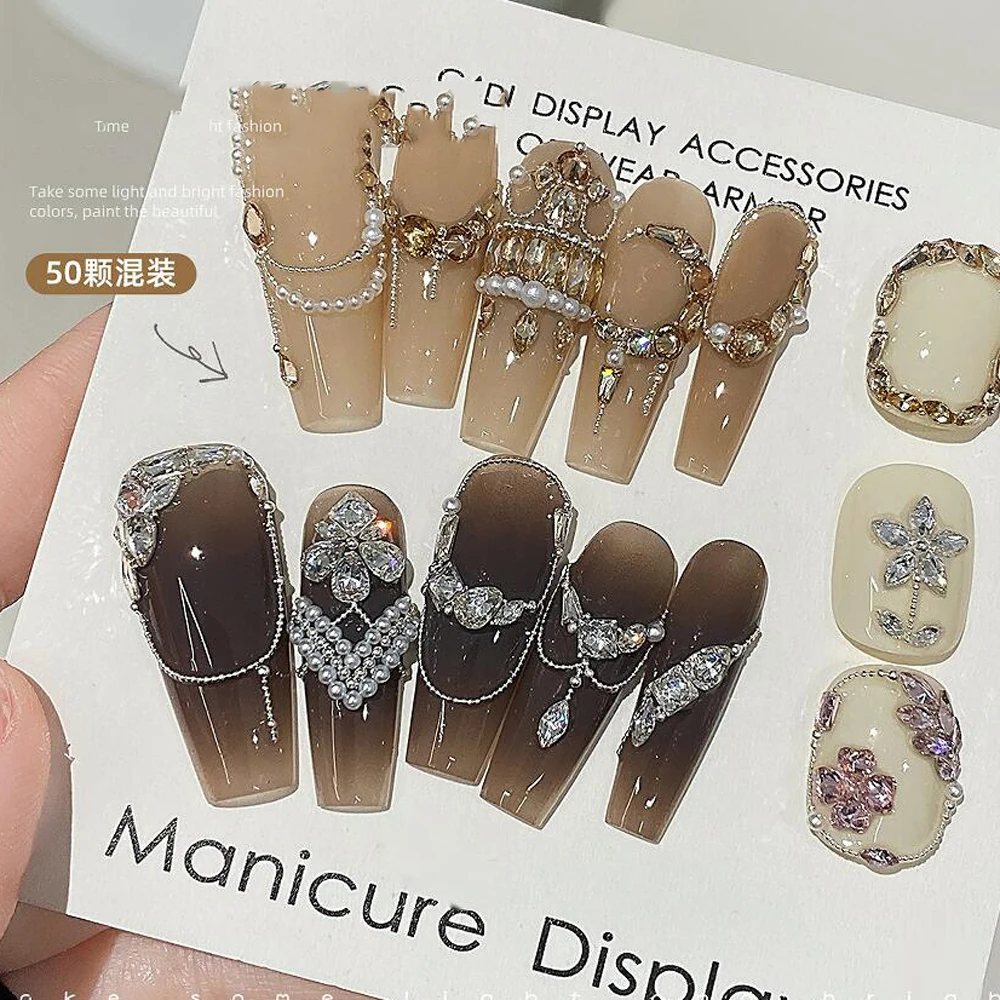 50 Stück gemischte Größe, flacher Boden, Zirkon-Diamant-Nagel-Charms, 2–3 mm, Edelsteine, Mini-Nagelkunst, Strass, mehrere Formen, Kristall-Nagel-Edelsteine – Detail 12