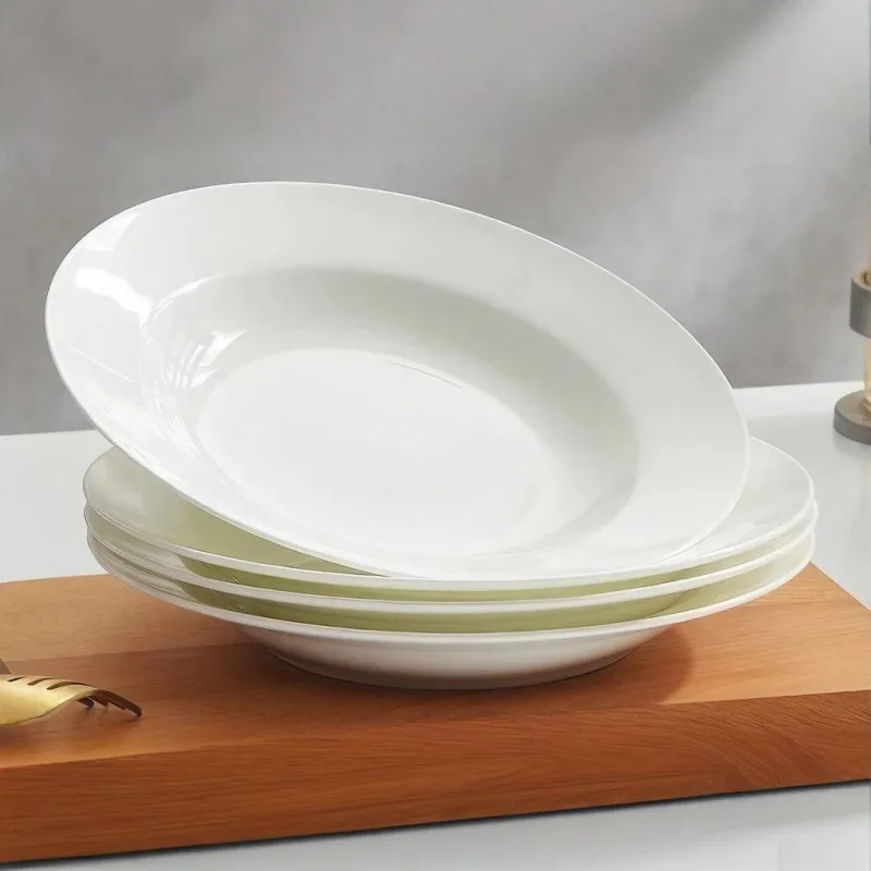 9 inch, plain white bone china dinner service soup plates, bone china chafing dish, porcelain tableware, ceramic white plates