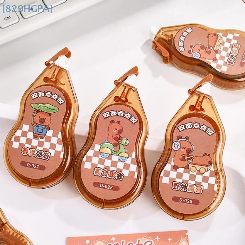 2Pcs Cartoon Capybara Press-On Dot Kleber Roller Klebeband Große Kapazität doppelseitiges Klebeband Abgabe Stift hand Konto Band
