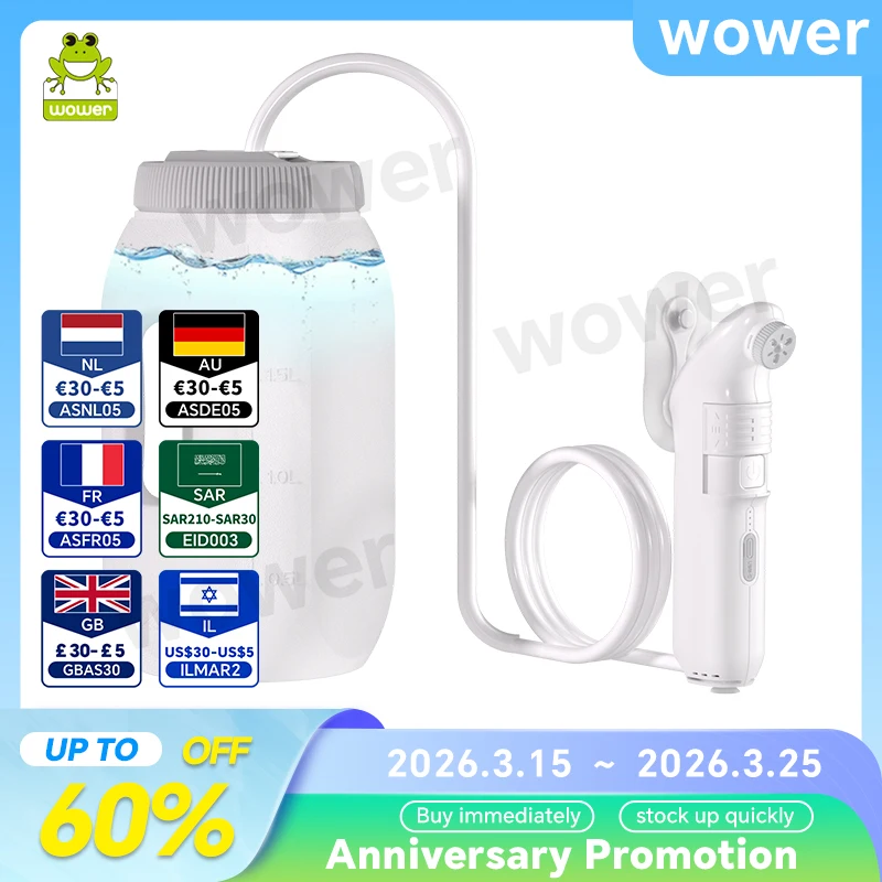 

1600mAh Portable Bidet Sprayer with 2 Mode Pressures IPX6 Waterproof Rechargeable Shattaf Camping Travel Bidet Shower Sprayer