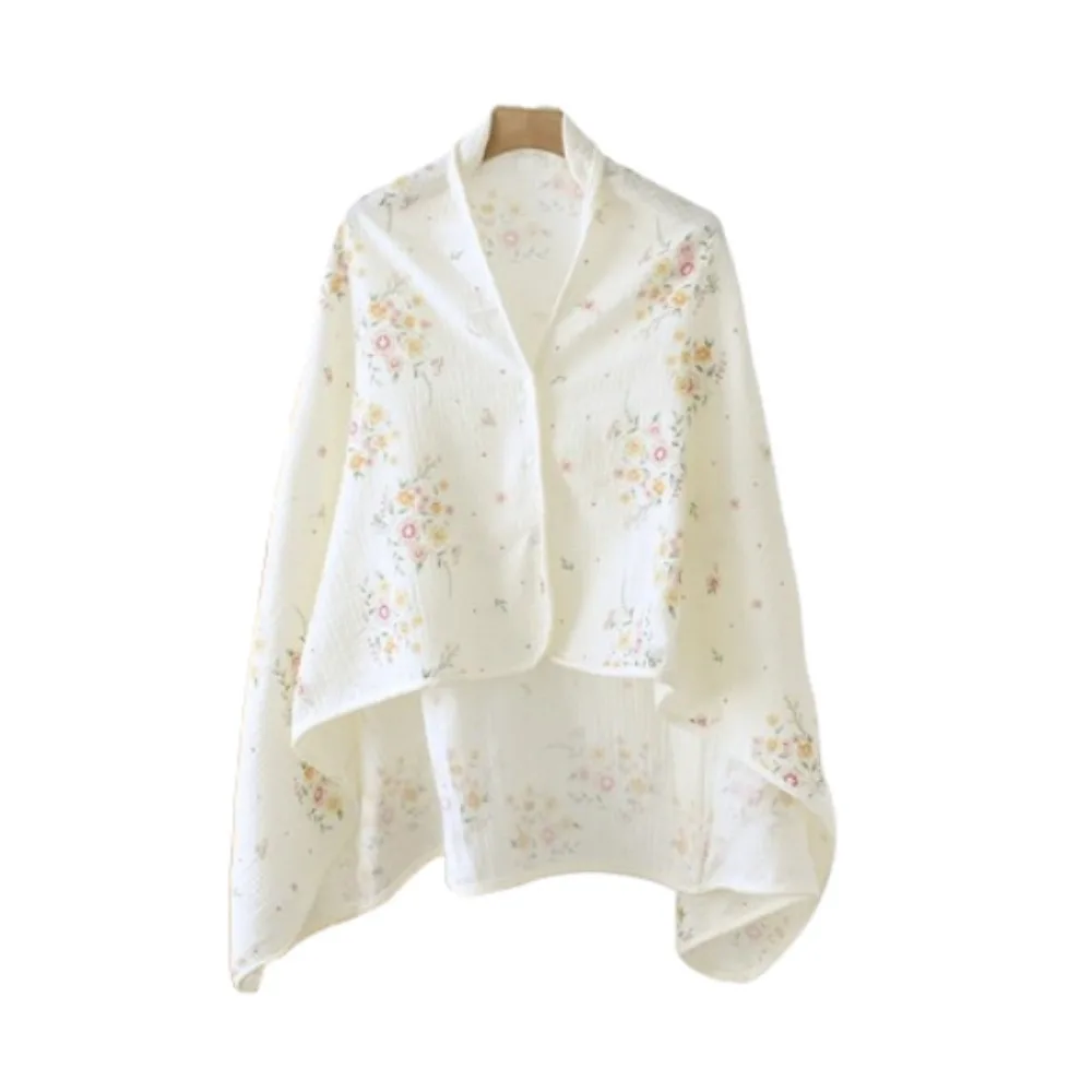 

Floral Printed Cotton Mother Cape Blanket Breathable Feeding Cover Cartoon Mommy Shawl Keep Warm Soft Outdoor Nursing Towel