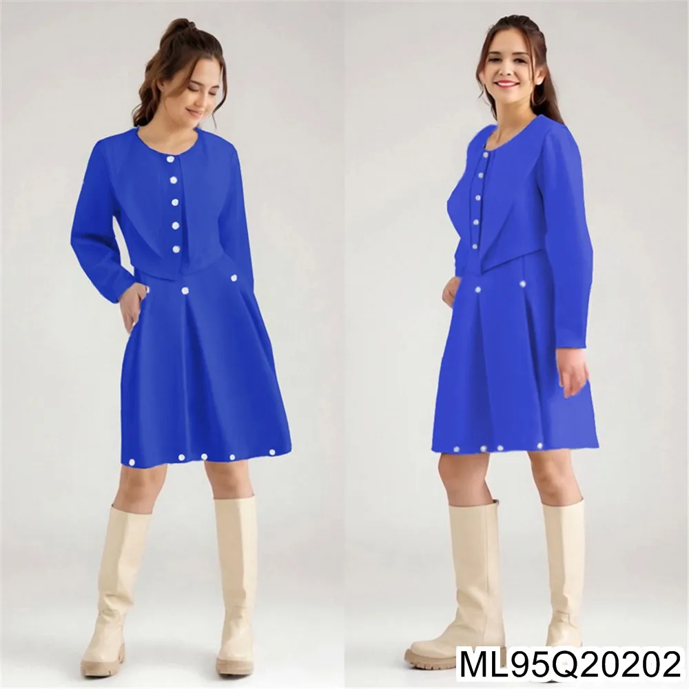 

Европейская и американская женская одежда, свободный кардиган с большими лацканами и длинными рукавами, комплект с короткой юбкой в африканском стиле ML95Q202