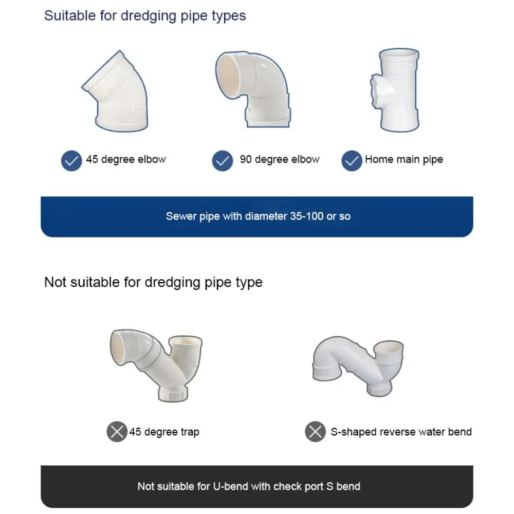 PE and Stainless Steel Drain Cleaning Auger Black Spring Screw Design Universal Kitchen Toilet Unclog Unclog Long Pipes