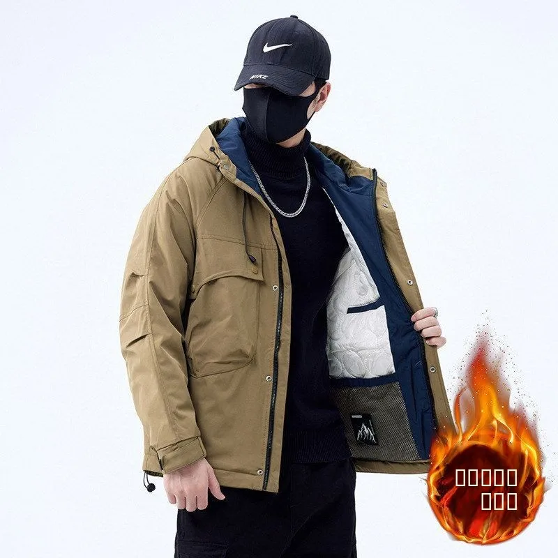 

Outdoor Winter Heavyweight Cotton Jaet with Hood Warmth Retention Poly Fiber Zipper Closure Long Sle Pure Color Faionable