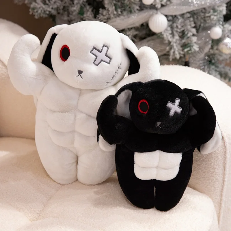 Kawaii Latest Dark Muscle Rabbit Doll Pillow  Plush Toy Doll Cartoon Anime Cute Gift for Children's Holiday Birthday Fun Doll