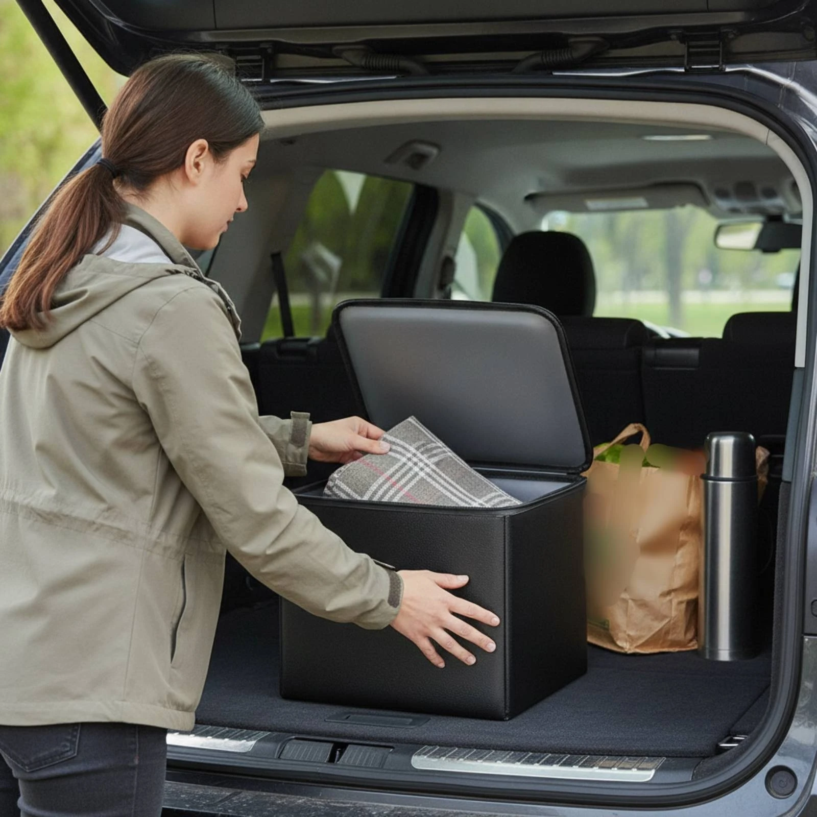 Trunk Organizer Thermal-Lined Organizador De Maletero Con Tapa Foldable Box with Lid Collapsible Insulated Box Plegable
