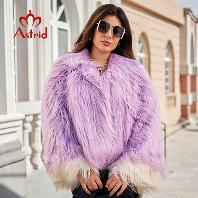 Aster D-abrigo de piel sintética para mujer, chaqueta holgada de talla grande, abrigo peludo de lujo, ropa de calle para niña, invierno, 2024