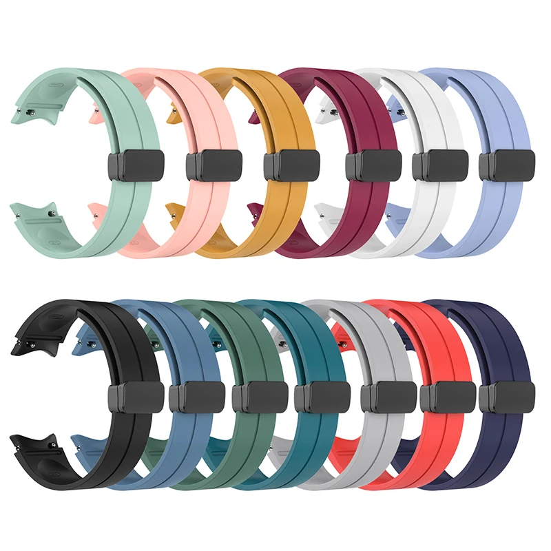 سيليكون حزام ل سامسونج غالاكسي ساعة 5 برو 45 مللي متر المغناطيسي D مشبك الرياضة الفرقة Watch5 4 44 مللي متر 40 مللي متر/الكلاسيكية 46 مللي متر 42 مللي متر سوار