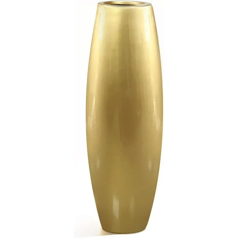 

High footed vase, 35.5 inches, tall floor vase, sturdy high footed vase, used for living room decoration, resin gold