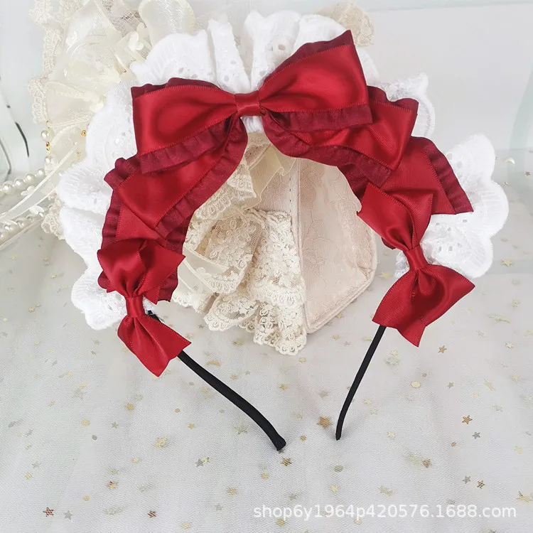 女の子のためのゴシックヘッドバンド,コスプレヘッドバンド,白いレース