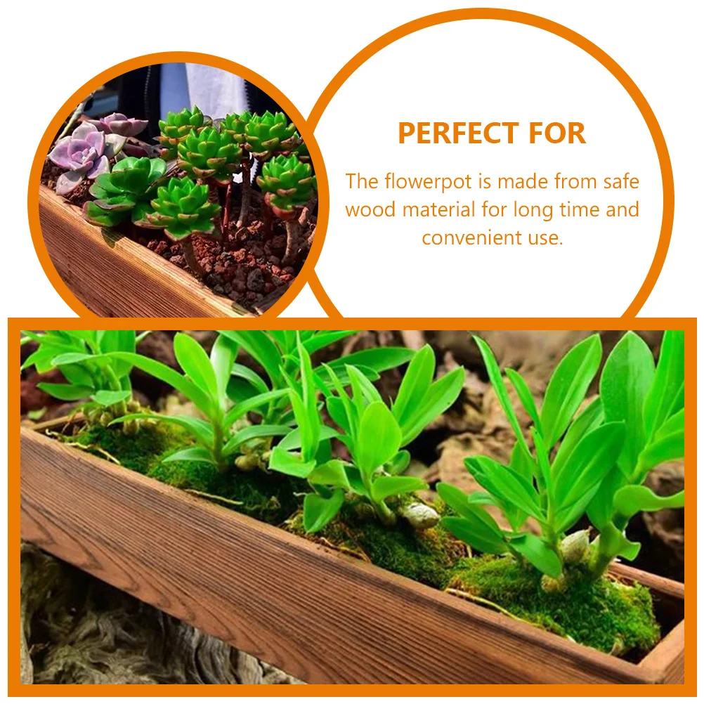 Antiseptic Wood Flower Box Compact Pot Succulent Pot Vintage -lasting Wooden Boxes Outdoor