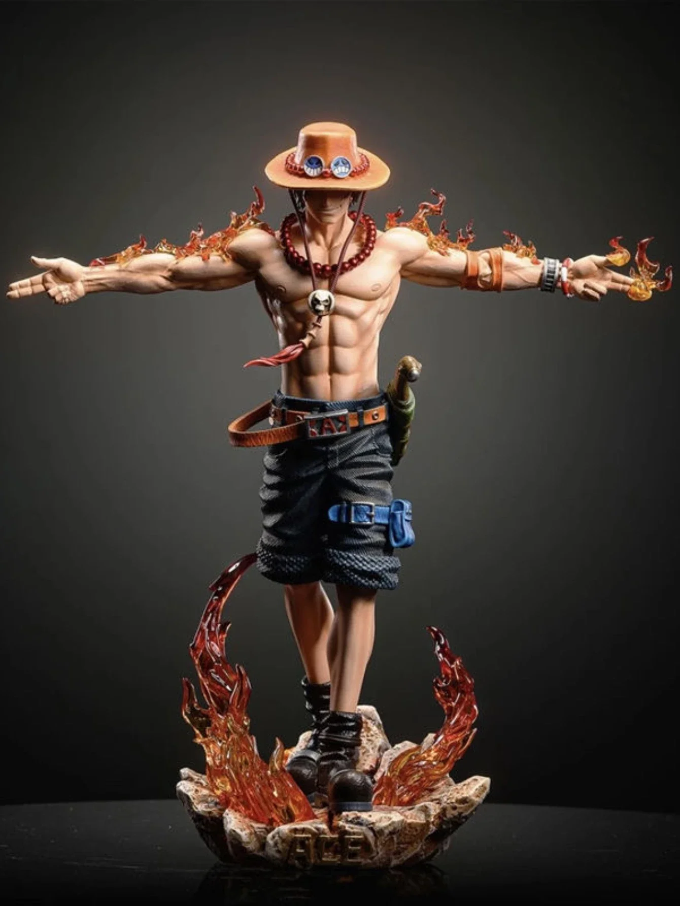 28cm One Piece Portgas D Ace Figures Anime Figure  Ace Action Figures Pvc Statue Collectible Model Light Statue Toys Kids Gifts