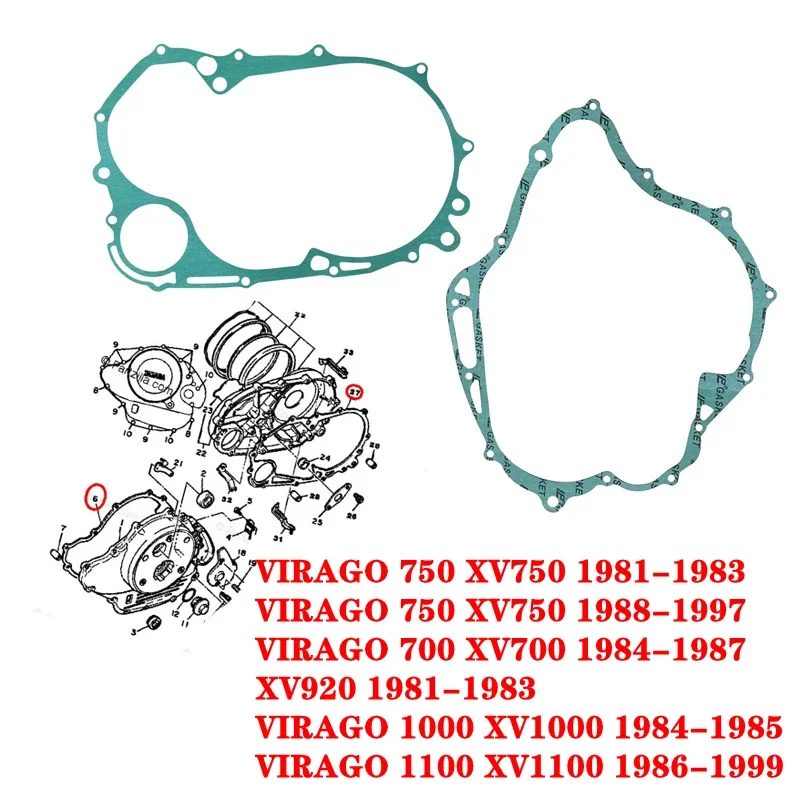 Motorcycle Engine Crankcase Cover Gasket For Yamaha XV1000 84-88 XV700 84-87 XV750 81-97 XV920 81-83 XV1100 86-99