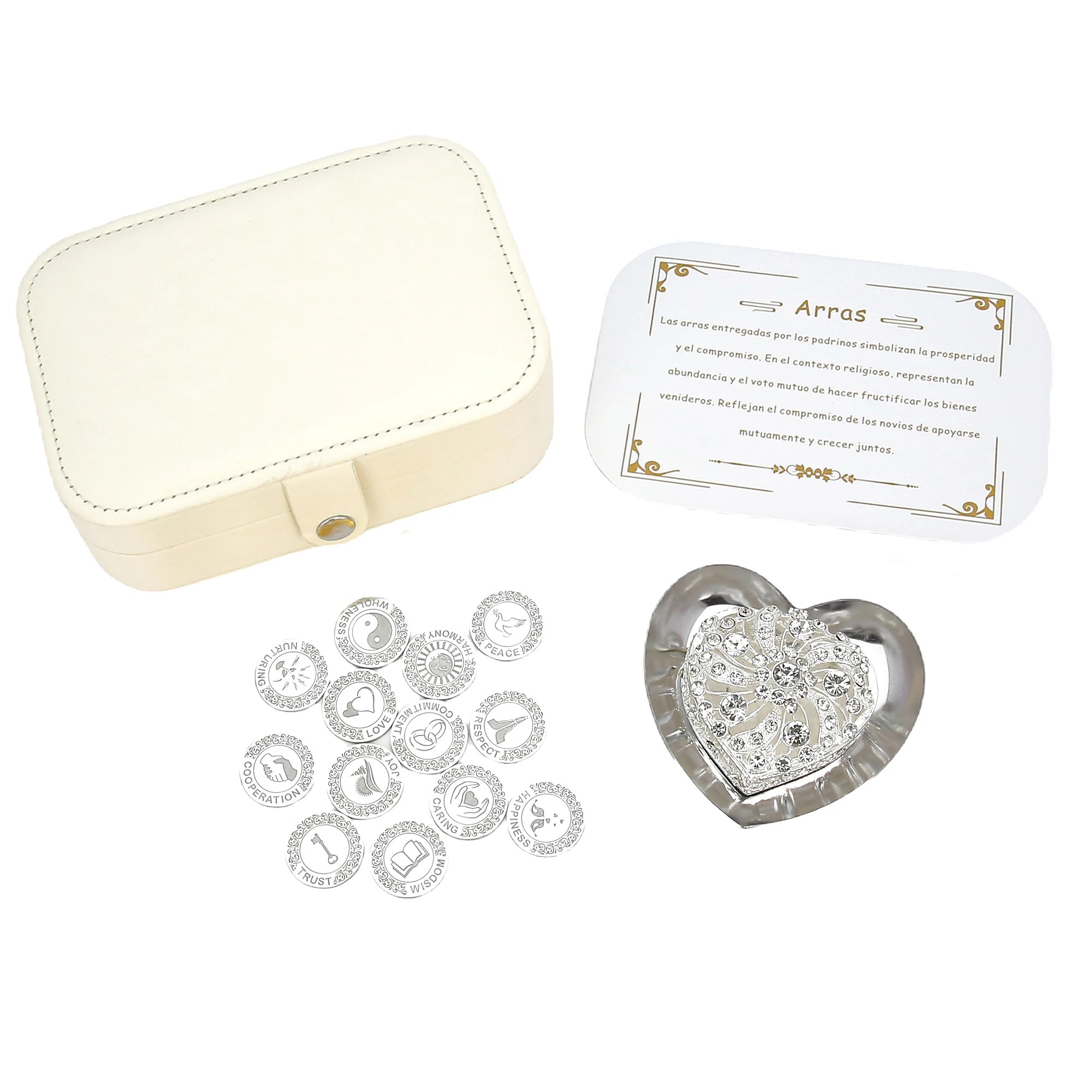 ensemble-personnalise-de-pieces-d'arras-de-mariage-anglaises-avec-boite-en-forme-de-cœur-en-cristal-boite-en-cuir-pu-et-plaque-en-forme-de-cœur