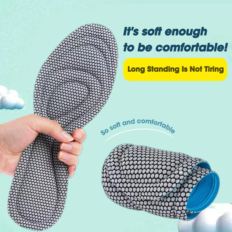 4Pcs Nano Antibacterial Customizable Memory Foam Insoles Sweat Absorbing Comfort Shock-absorbing Insole Three-dimensional Design