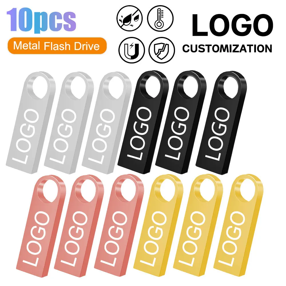 10Pcs Draaibaar Smart Usb Flash Drive 64G 32G 16G 8G 4G Pen Drive Duim drives Memory Stick Gratis Gepersonaliseerde Logo Voor Bruiloft