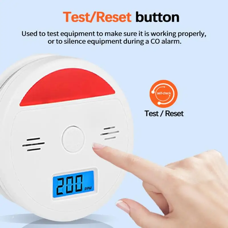 Home CO Detector Indoor Carbon Monoxide Monitor with LCD Display Room Kitchen Shop Fire High-Precision Sensors Monitoring Tool