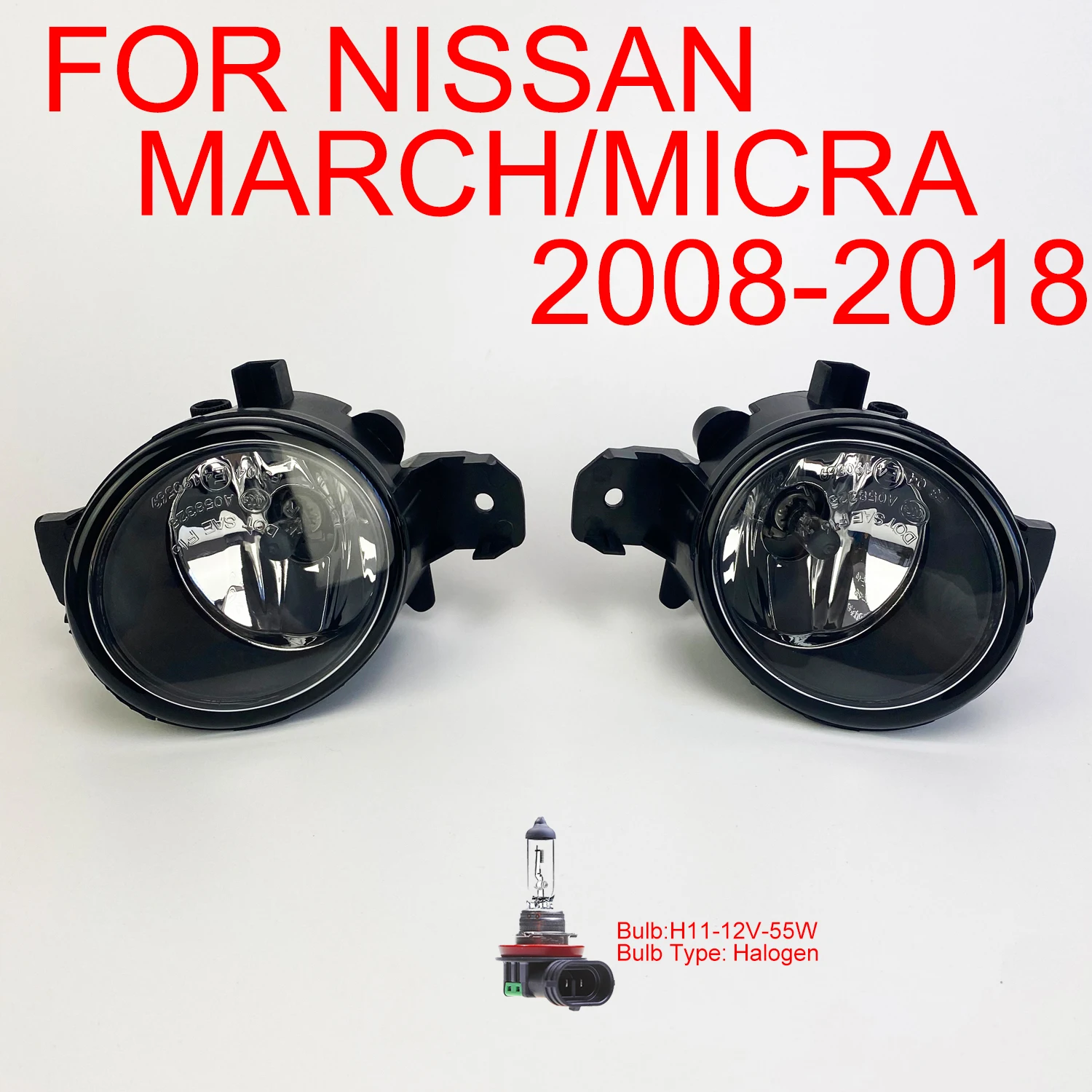 

Pair Of Fog Light Driving Lamps For Nissan March/Micra 2013-2018 Maxima Cefiro Teana Qashqai Right + Left Side Bulb H11-12V-55W