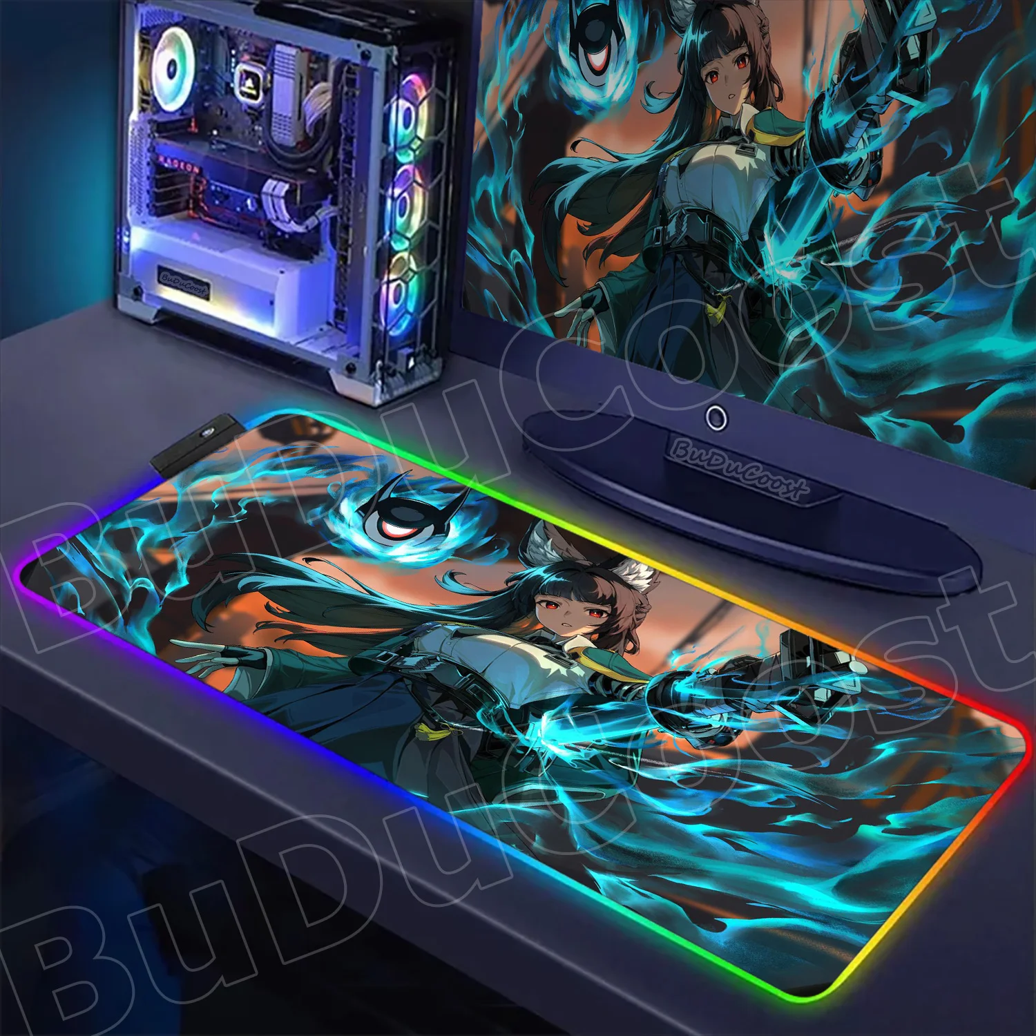 

Large XXL LED Laptop Pad Luminous MousePad RGB HD Gaming Keyboard Mat Hoshimi Miyabi MousePad desk mat Rubber Gaming Accessories