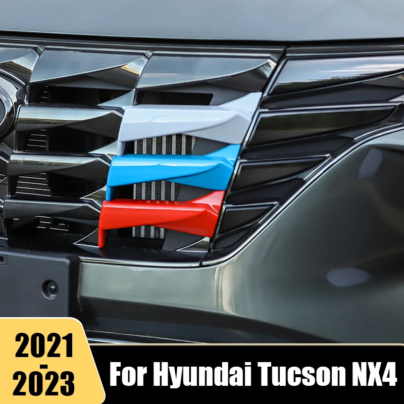 

Car Grille Front Face Tricolor Decoration Strip Cover Auto Styling Trim Accessories Fit For Hyundai Tucson NX4 2021 2022 2023