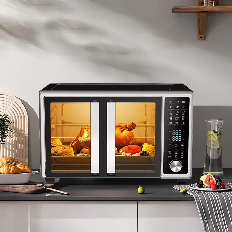 Large capacity double door electric oven stainless steel liner convection countertop baking kitchen appliances
