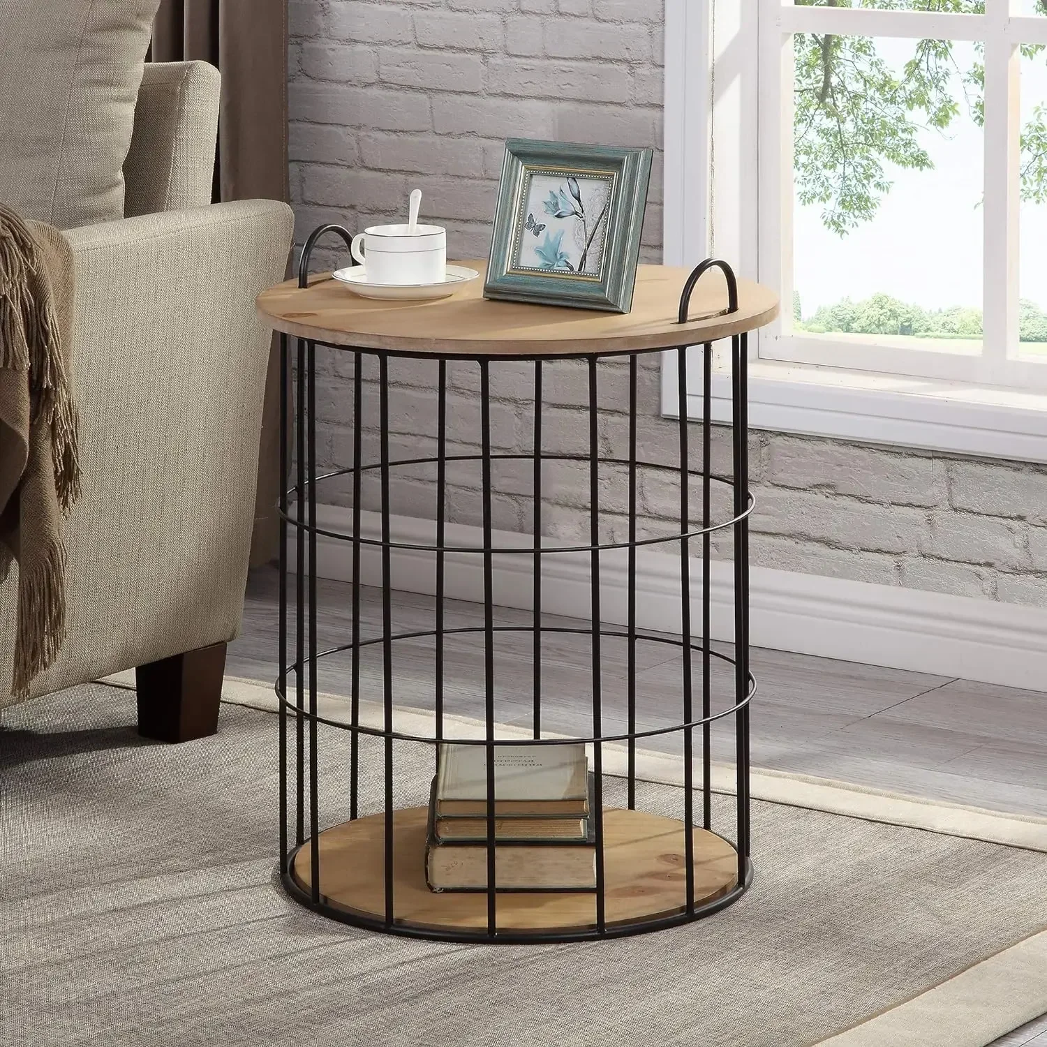 Basket Storage Accent Table, 23.25