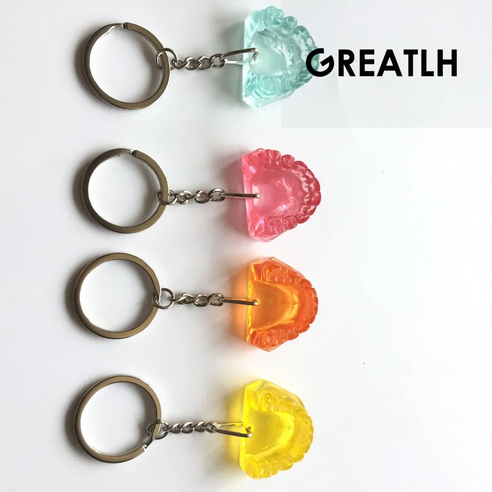 4PCS Dental Colorful Mandibul Teeth Model Keychain Dentist Gift Mobile Chain